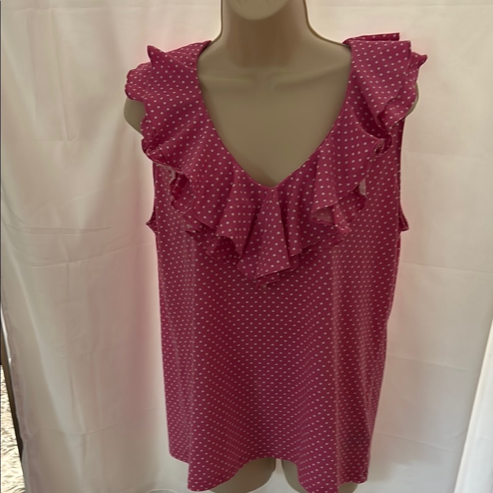 Lauren Ralph Lauren Pink Ruffled Sleeveless Blouse